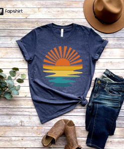 Retro Sunset Rays Wavy Shirt, Vintage Shirt,…