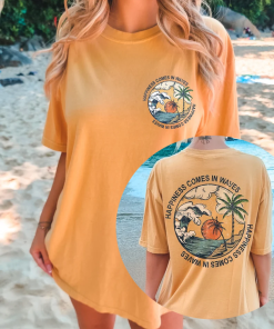 Happiness Comes in Waves Tee, Summer Graphic…