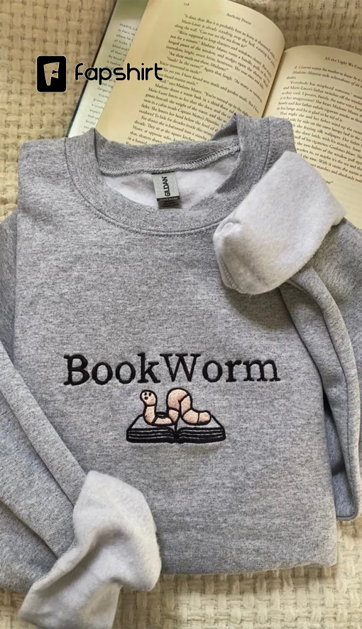 Embroidered BookWorm sweatshirt, booktrovert Sweatshirt,Book Lover Sweatshirt, Cute Book Lover Shirt, custom embroidered sweatshirt