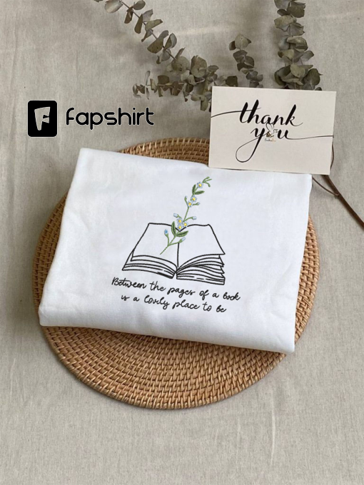 Flower Branch on Book Embroidered Sweatshirt