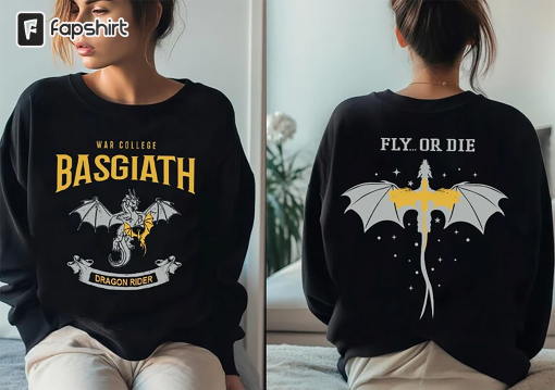 Basgiath War College 2-side Sweatshirt T-Shirt, Fourth Wing Sweatshirt, Dragon Rider Shirt, Dark Academia Shirt, Basgiath War College Shir