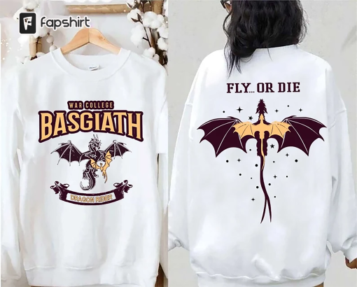 Basgiath War College 2-side Sweatshirt T-Shirt, Fourth Wing Sweatshirt, Dragon Rider Shirt, Dark Academia Shirt, Basgiath War College Shir