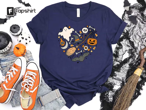 Halloween Doodles Shirt , Halloween Shirt, Cute Halloween Theme Shirt, Happy Halloween Shirt, Happy Halloween Heart Shirt , Halloween Heart