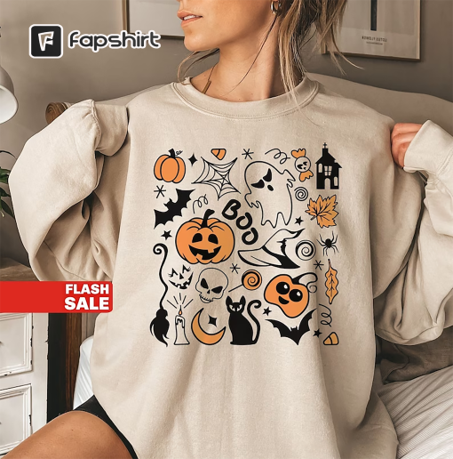 Vintage Halloween Sweatshirt, Halloween Sweater, Halloween Shirts for Women, Halloween Crewneck