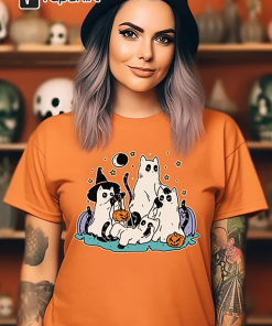 Ghost Cat Shirt, Halloween T-Shirt, Cat shirt,…