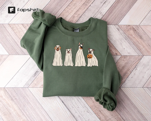 Halloween Sweatshirt,Halloween Sweater,Ghost Sweatshirt,Halloween Dog Sweatshirt,Ghost Dog Shirt,2022 Happy Halloween,Retro Spooky Season