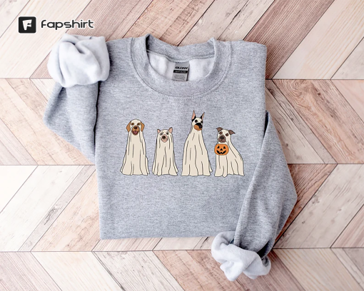 Halloween Sweatshirt,Halloween Sweater,Ghost Sweatshirt,Halloween Dog Sweatshirt,Ghost Dog Shirt,2022 Happy Halloween,Retro Spooky Season