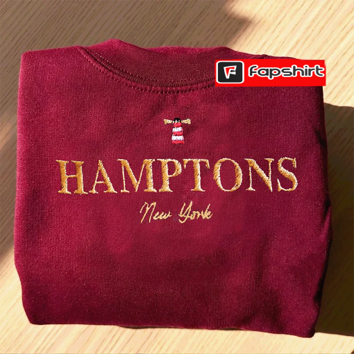 Hamptons vintage sweatshirt, embroidered crewneck, cute New York sweater