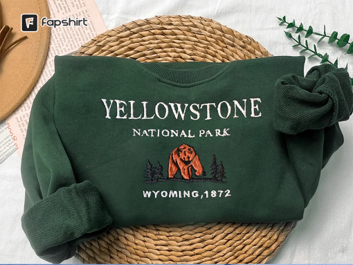 Yellowstone National Park Embroidered Crewneck-embroidered Crewneck-National Park Sweatshirt