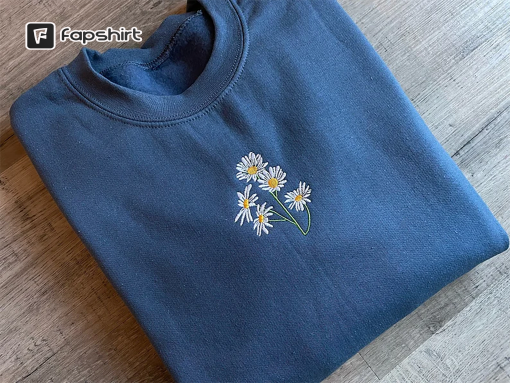 Daisies Embroidered Crewneck Daisy Sweatshirt Flower Sweatshirt Floral Sweatshirt Botanical Sweatshirt Plant Sweatshirt Nature Sweatshirt