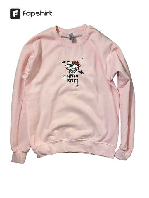 Kitty Halloween Sweatshirt, Kitty Embroidered Sweatshirt