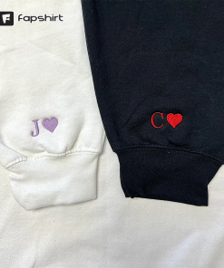 Custom Embroidered Sweatshirt with Sleeve Heart Initials,…