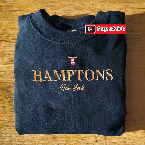 Hamptons vintage sweatshirt, embroidered crewneck, cute New York sweater