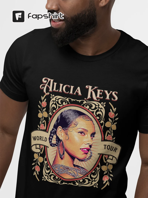 Alicia Keys World Tour Unisex Jersey T-Shirt. Front Side Only Alicia Keys Tee. Alicia Keys Gift Ideas.