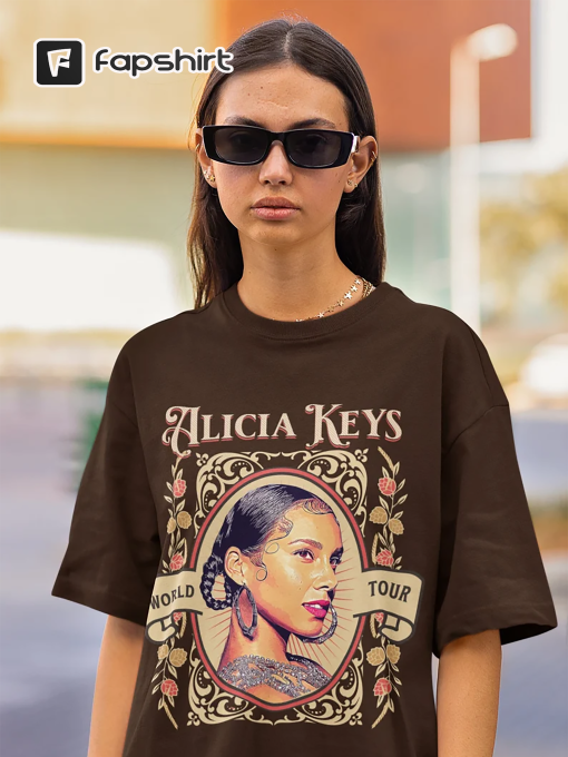 Alicia Keys World Tour Unisex Jersey T-Shirt. Front Side Only Alicia Keys Tee. Alicia Keys Gift Ideas.