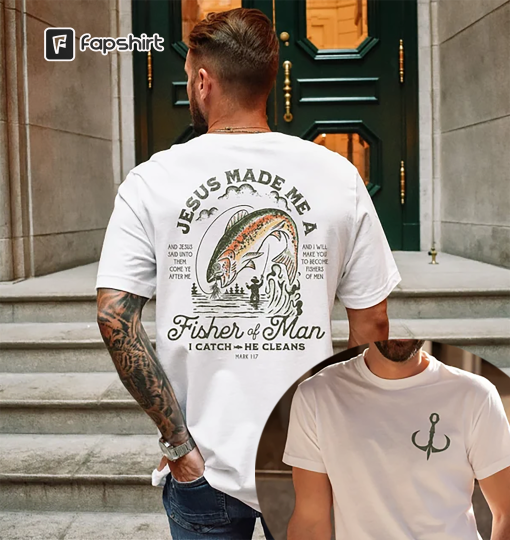 Christian Shirts for Men Christian T Shirts Fisher of Men Christian TShirts Gift for Men Christian Gifts Bible Verse Shirt Father’s Day Gift