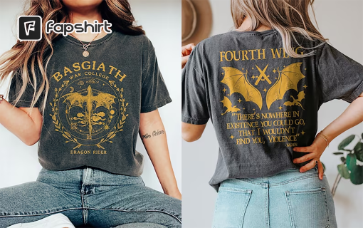 Comfort Colors Basgiath War College 2 Sided Shirt, Fourth Wing Shirt, Dragon Rider Violet Sorrengail Xaden Riorson Fantasy Bookish, Empyrean