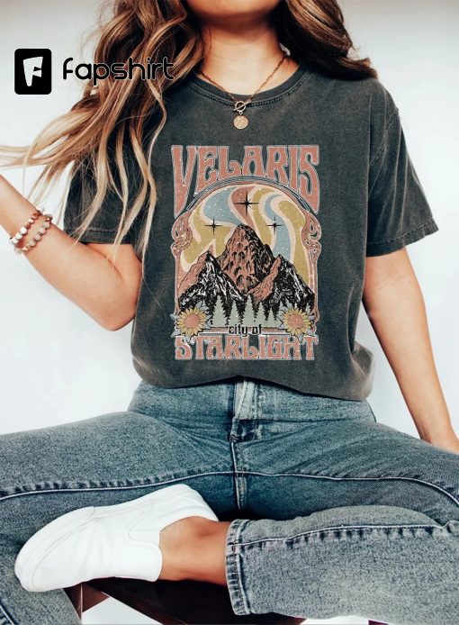 Velaris City Of Starlight Comfort Colors Shirt, ACOTAR Tee, Retro Velaris Shirt, Unisex House Of Wind Book Clothing,Night Court Sarah J Mass