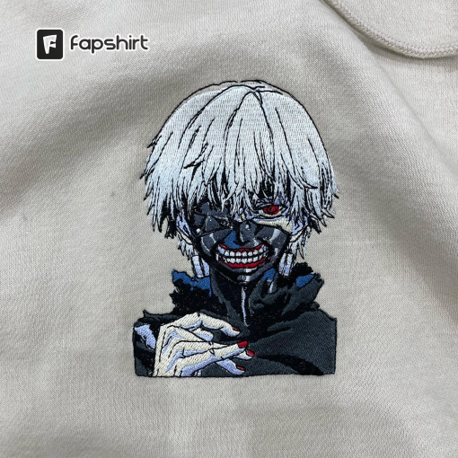 ken kaneki Anime embroidered sweatshirt, Manga embroidered sweatshirt, goul best anime