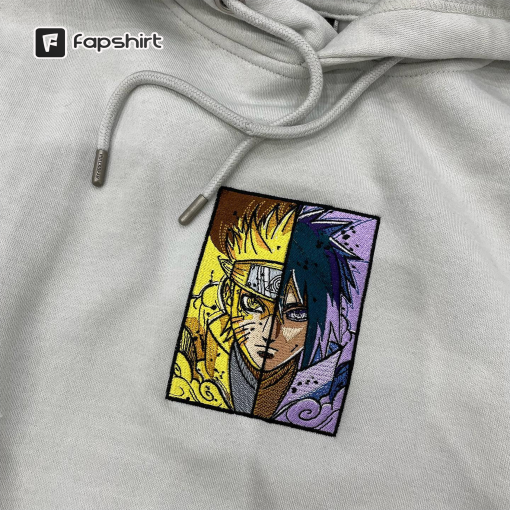 N.aruto and Sasuke Anime Embroidered Sweatshirt, Embroidered Anime Shirt, Anime Shirt, Embroidered Shirt, Embroidered Hoodie, Anime Tee