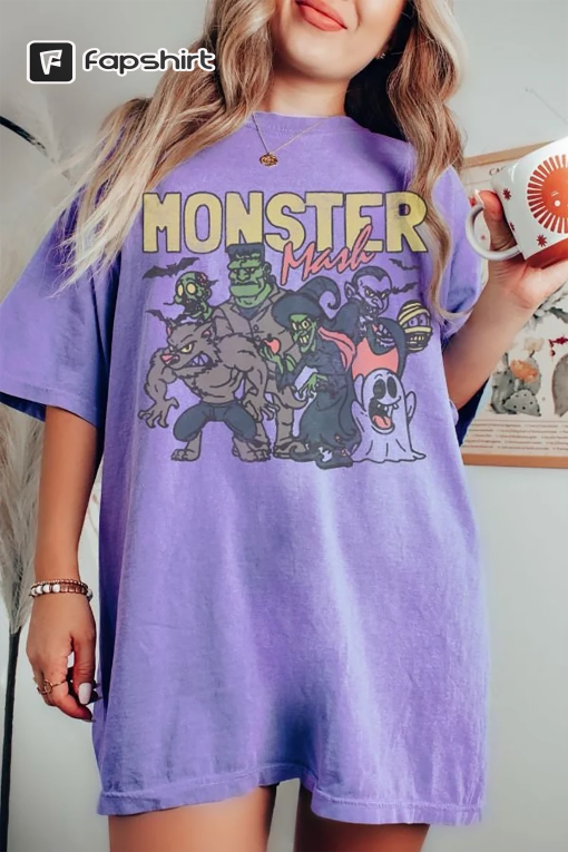 Retro Halloween Comfort Colors shirt, Monster Mash TShirt, Vintage Ghost Halloween t-Shirt, Monster Tee, Retro Fall Top, Fall Shirt