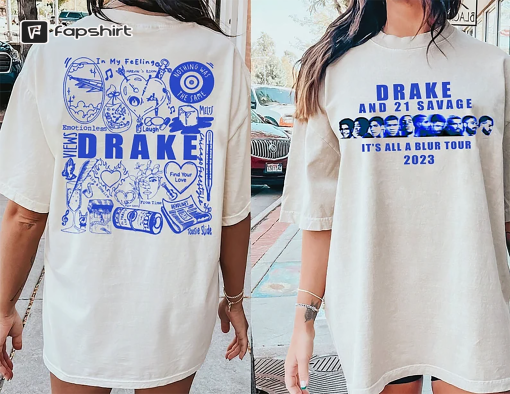 Vintage Drake 21 Savage Rap Shirt 2 Sides Shirt | Drake It’s All A Blur Tour 2023 Sweatshirt | Drake Rap Concert Unisex Gift Hoodie Rap