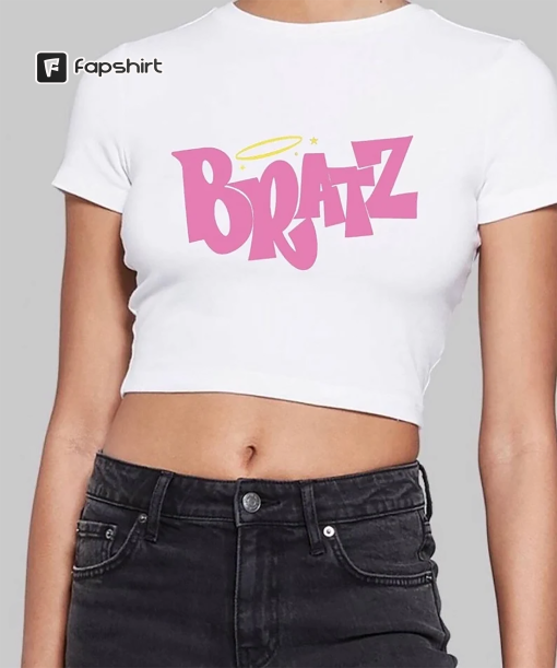 Bratz Cropped T-Shirt B- Doll Top, Summer Top, Cute Women Crop Top, Bratz Dolls, Glitter Bratz Shirt, Pink CropTop Bratz, Halloween Bratz