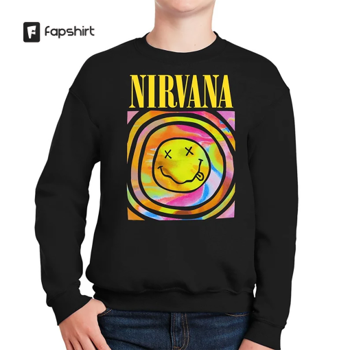 Youth Nirvana Smile Face Sweatshirt, Nirvana Smile Face Crewneck, , Trendy Sweatshirt, Gift, Rock Band Shirt