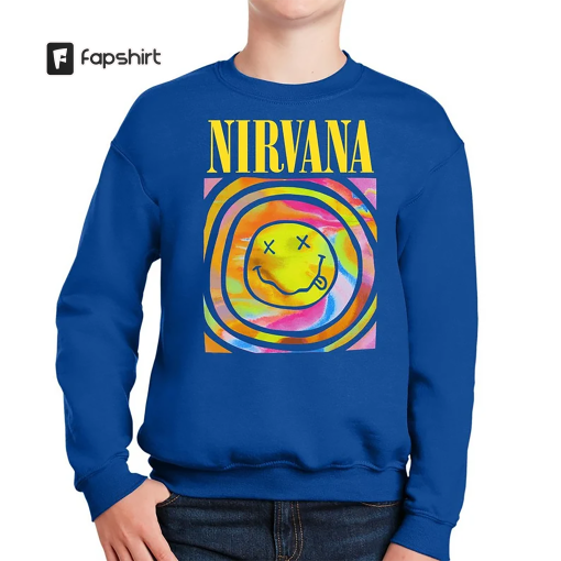 Youth Nirvana Smile Face Sweatshirt, Nirvana Smile Face Crewneck, , Trendy Sweatshirt, Gift, Rock Band Shirt