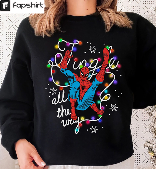 Jingle All The Way Spider Man Shirt, Christmas Light Tee Tops Unisex T-shirt