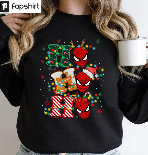 Spider Man Ho Ho Ho Christmas Shirt, Superhero Xmas Short Sleeve Sweater