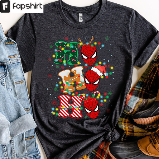 Spider Man Ho Ho Ho Christmas Shirt, Superhero Xmas Short Sleeve Sweater