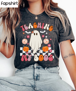 Trendy Teacher Halloween Shirt, Retro Spooky Teacher…