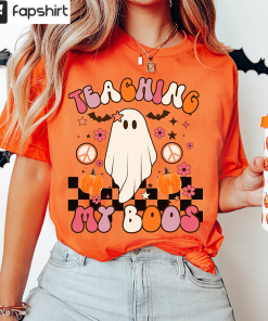 Trendy Teacher Halloween Shirt, Retro Spooky Teacher…