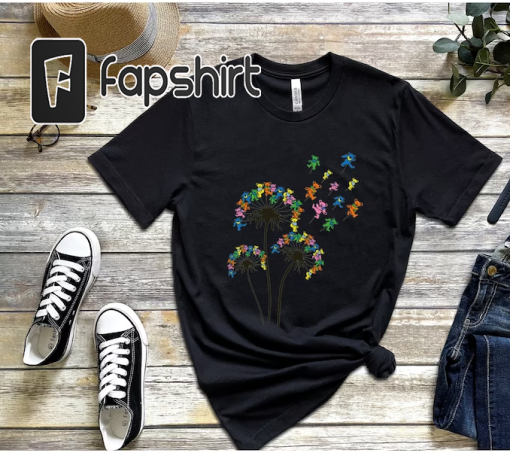 Dandelion Grateful Dead Dancing Bears Shirt, Dancing Bears Shirt, Grateful Dead Shirt, Dandelion Flower Dancing Bear Shape Shirt