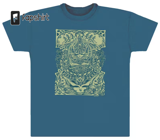 Grateful Dead T-Shirt-Aiko on a Teal colored shirt ( Stealies ,Dancing Bears,Bolts, Skeletons…) Soft 100% cotton tshirt