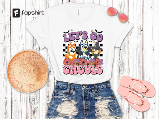 Bluey Let Go Ghouls Halloween shirt, Bluey And Friend Halloween shirt, Bluey Halloween Checkerboard shirt