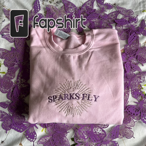 Sparks fly embroidered light pink sweatshirt/Tshirt/Hoodie/tote bag