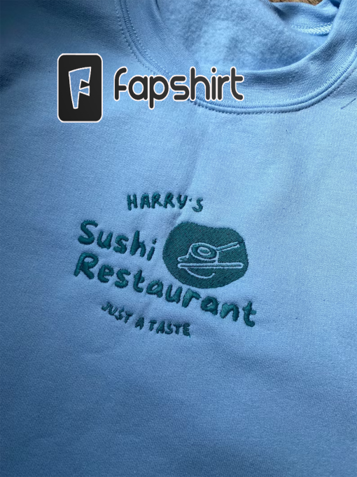 Sushi Restaurant light blue Embroidered Sweatshirt/Tshirt