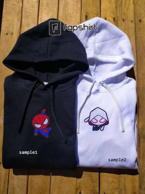 Gwenstacy and Peterparker Embroidered Sweatshirt, Spider Hoodie, Miles Morales Hoodie , Spiderverse, Spiderman Gift