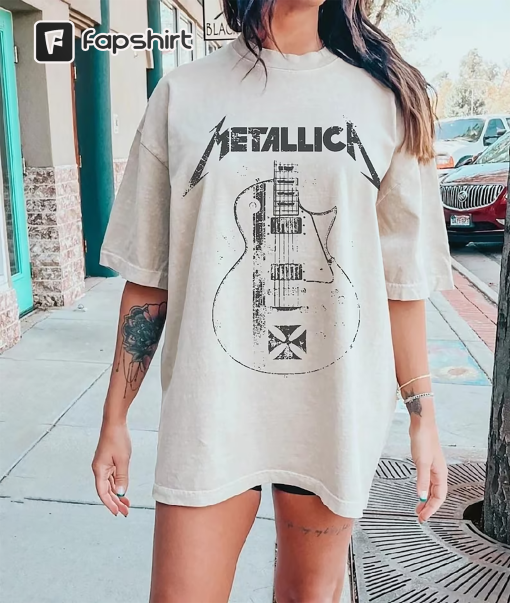 Metallica Unisex Shirt Distressed Guitar Tee Vintage Band Tee Metallica Tour Oversized T-Shirt Music Rock Festival Clothes