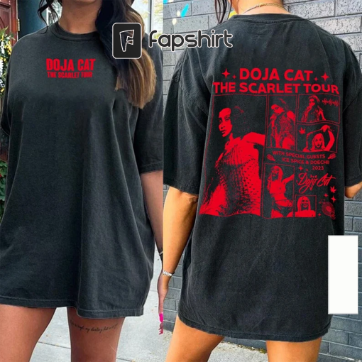 Doja Cat Rap Shirt Double Sided, The Scarlet Tour 2023 Vintage 90s Y2K Style, Ice Spice Doechii 2023 Bootleg Gift For Fan Rap