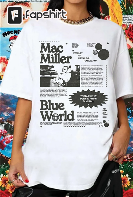 Mac Mill.er Vintage Blue World unisex shirt, Circles Swimming Hoodie, Crewneck T-Shirt, Trendy Hoodie Front and Back, Gifts for friends