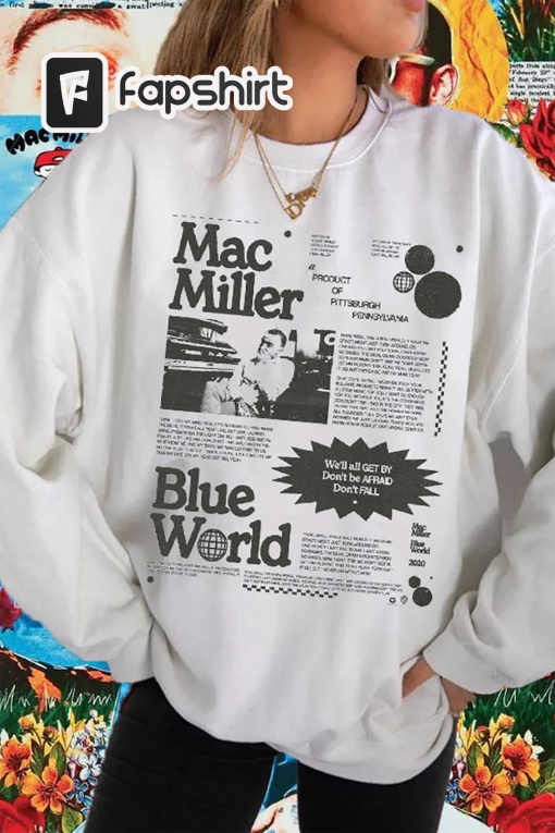 Mac Mill.er Vintage Blue World unisex shirt, Circles Swimming Hoodie, Crewneck T-Shirt, Trendy Hoodie Front and Back, Gifts for friends