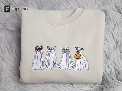 Ghost Dogs Halloween Embroidered Shirt