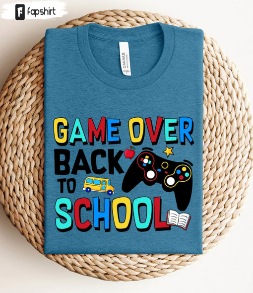 Game Over Back To School Colorful Shirt, First Day Of School Sweatshirt Short Sleeve