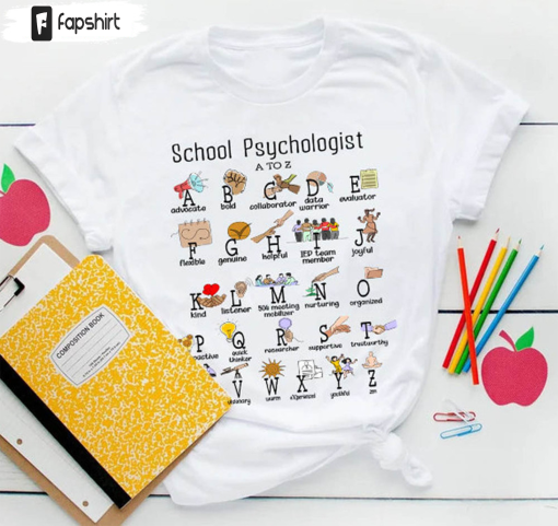 School Psychologist Alphabet Shirt, Back To School Short Sleeve Unisex Hoodie