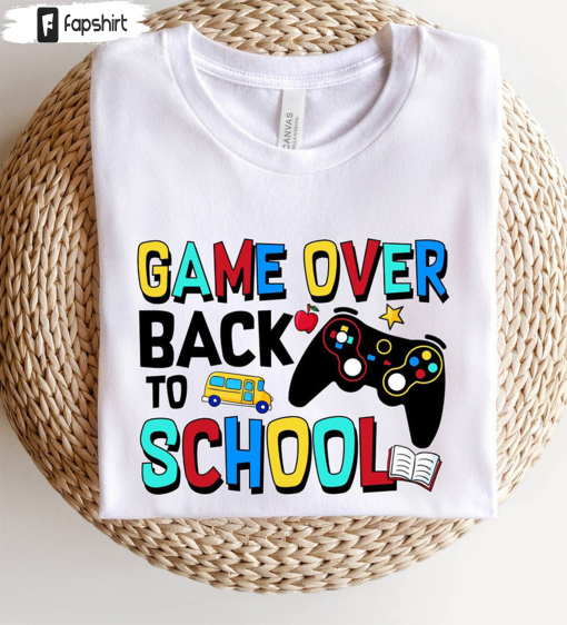 Game Over Back To School Colorful Shirt, First Day Of School Sweatshirt Short Sleeve