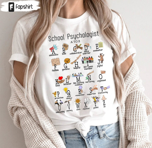 School Psychologist Alphabet Shirt, Back To School Short Sleeve Unisex Hoodie