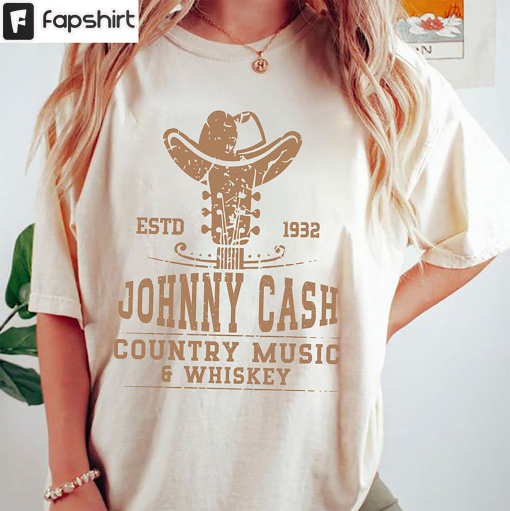 Johnny Cash 1932 Shirt, Retro Country Concert Music Band Short Sleeve Sweatshirt